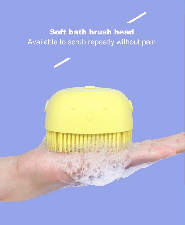 Bath Body Brush with Shampoo Dispenser for Women – Soft Silicone Bristles Palm Body Massage Brush, Back Scrubber for Exfoliating & Deep Cleaning