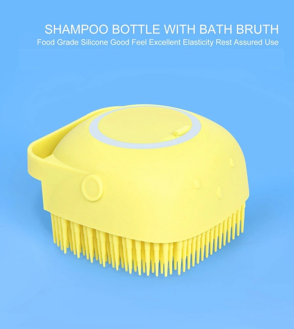 Bath Body Brush with Shampoo Dispenser for Women – Soft Silicone Bristles Palm Body Massage Brush, Back Scrubber for Exfoliating & Deep Cleaning