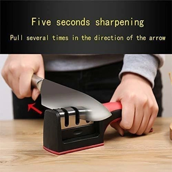SKVWORLD Compact Knife Sharpener Tool – Precision Sharpening for Small Kitchen Knives | Professional Blade Honing for Home & Chef Use | Stylish Red Design