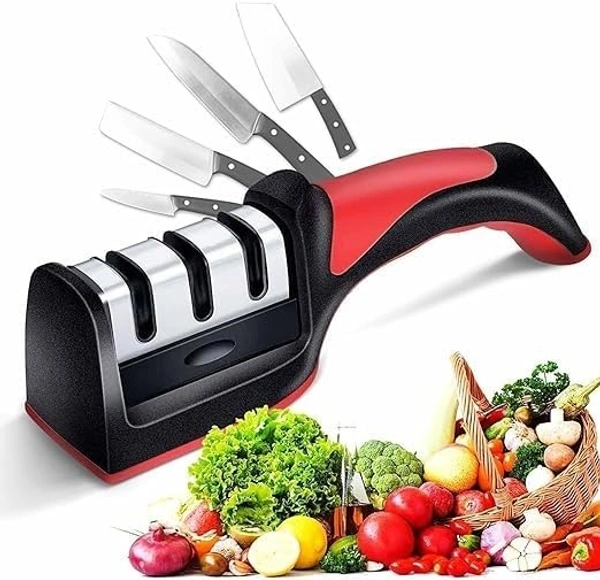 SKVWORLD Compact Knife Sharpener Tool – Precision Sharpening for Small Kitchen Knives | Professional Blade Honing for Home & Chef Use | Stylish Red Design