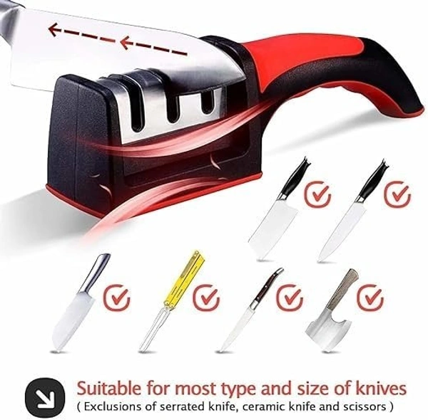 SKVWORLD Compact Knife Sharpener Tool – Precision Sharpening for Small Kitchen Knives | Professional Blade Honing for Home & Chef Use | Stylish Red Design