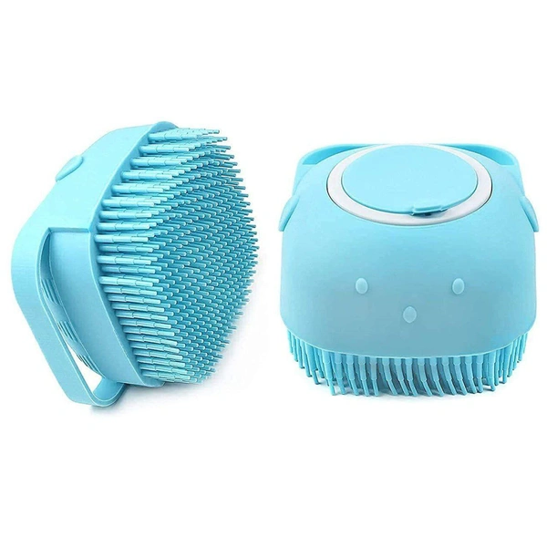 Bath Body Brush with Shampoo Dispenser for Women – Soft Silicone Bristles Palm Body Massage Brush, Back Scrubber for Exfoliating & Deep Cleaning