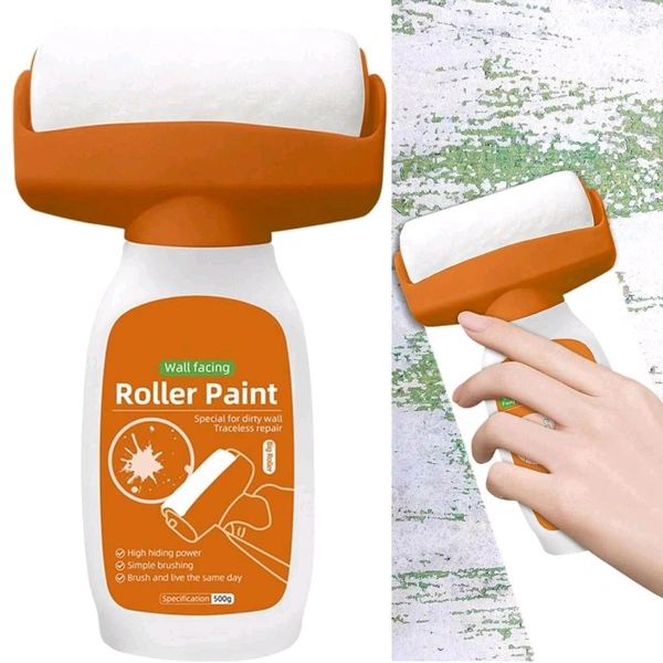 Wall Repair Roller Brush with Wall Repair Paste, Wall Paint, Touch Up White Wall Paint, Small Roller Wall Paint,Touch Up Paint, White, Repair, White Wall Repair Cream for Repairs