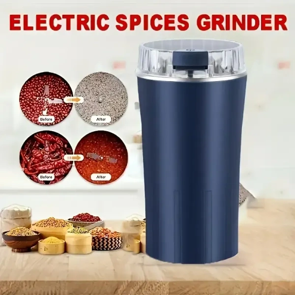 One-Touch Electric Stainless Steel Grinding Machine | High-Powered Coffee, Spice & Nut Grinder | Portable & Easy-to-Use Kitchen Essential