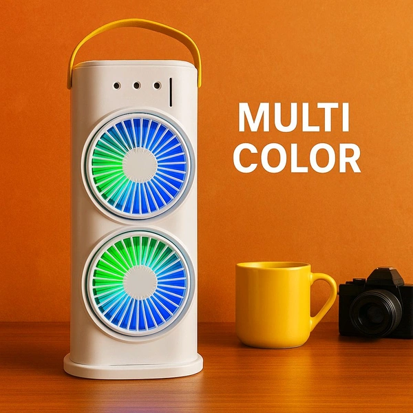 🌀 Multi-Color Dual Fan LED Air Cooler (Portable & Stylish) 🌀