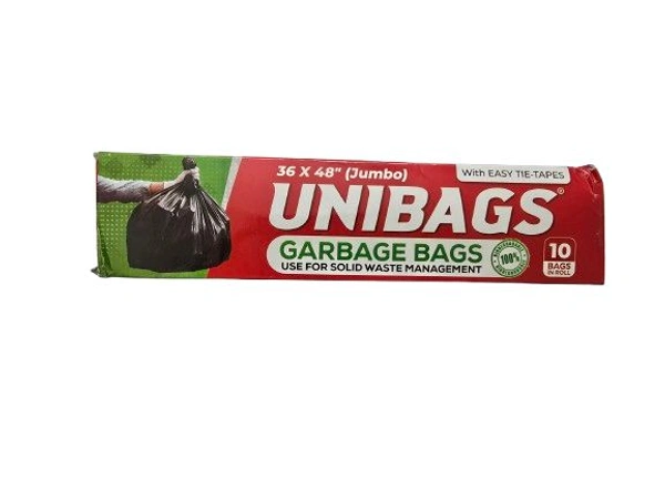 UNIBAGS Garbage Bags (36in by 48in) Jumbo - 10 Bags In Roll
