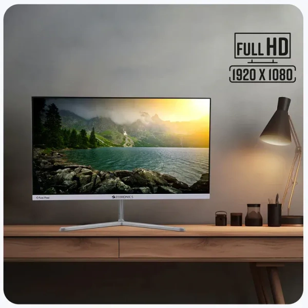 Zebronics LED Monitor- 22" inch (EA22FHDLED) - White, 22" inch (54.6cm), 22" inch/ VGA&HDMI/1920X1080/White/ 1 yr wty