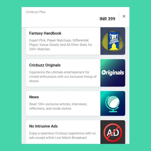 CRICBUZZ PLUS | 6 MONTHS