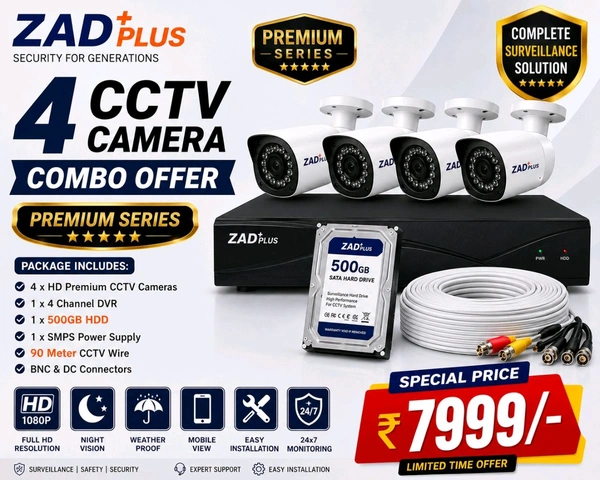 Premium Series 4 Cctv Camera Combo Offer