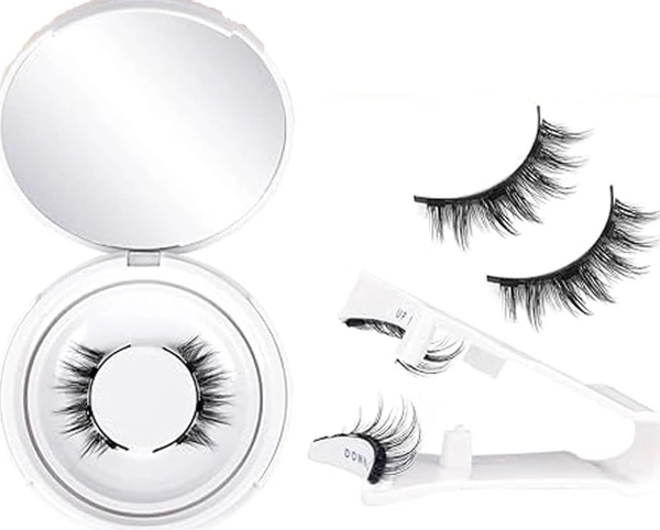 Magnetic Eyelashes Kit, Reusable Magnetic Lashes with Applicator, Natural Wispy Cluster Lashes, No Glue Clear Band False Eyelashes for Women Daily Makeup