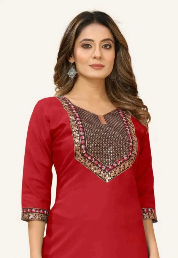 Stylish Kurti For Women Embroidered Work Red