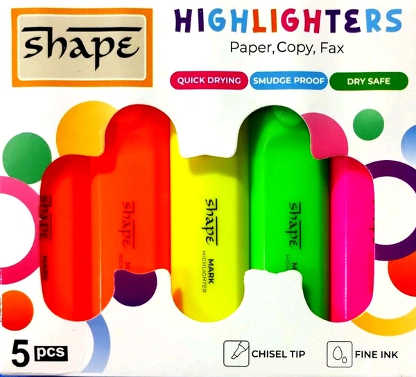 Shape Highlighters Paper.Copy.Fax. (5pcs)