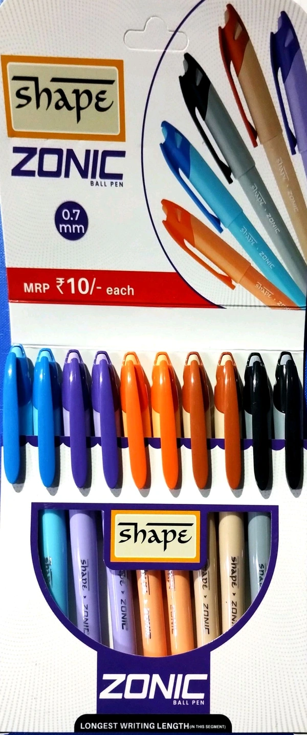 Shape Zonic Ball Bule Pen 0.7mm (10pcs)