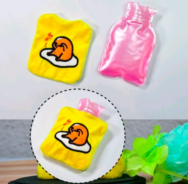 Yellow Duck Head Small Hot Water Bag with Cover for Pain Relief, Neck, Shoulder Pain and Hand, Feet Warmer, Menstrual Cramps.