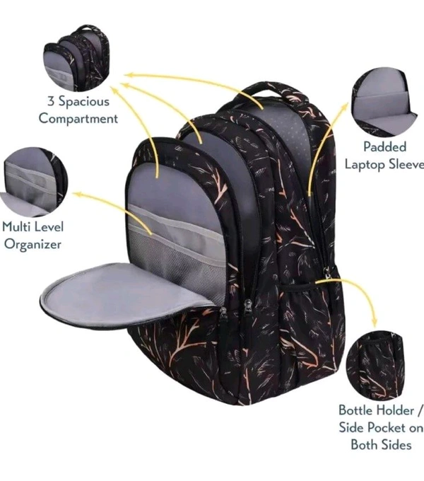 Backpacks for Women, 37L, Stylish and Trendy Casual College Backpacks for Girls, Water Resistant and Lightweight Bag for Office and Travelling - Black, 36 Ltrs