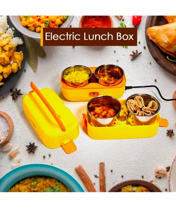 2Layer Electric Lunch Box for Office, Portable Lunch Warmer with Removable 4 Stainless Steel Container.