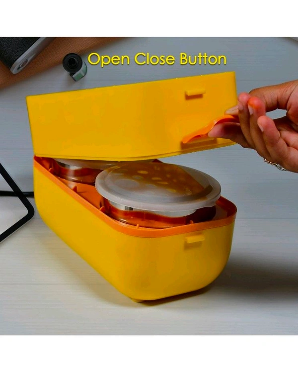 2Layer Electric Lunch Box for Office, Portable Lunch Warmer with Removable 4 Stainless Steel Container.