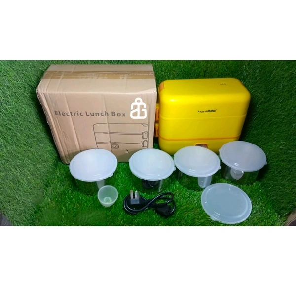 2Layer Electric Lunch Box for Office, Portable Lunch Warmer with Removable 4 Stainless Steel Container.