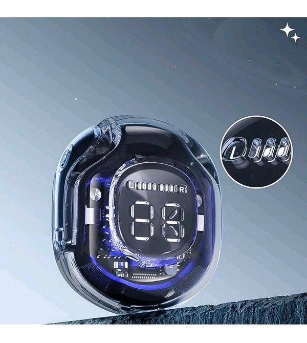 Bluetooth Headphones, Wireless Bluetooth 5.3 In-Ear with Microphones, 200mAh Battery, Transparent LED Display, ENC Noise Cancelling Earbuds, Earphones (1 Pc)