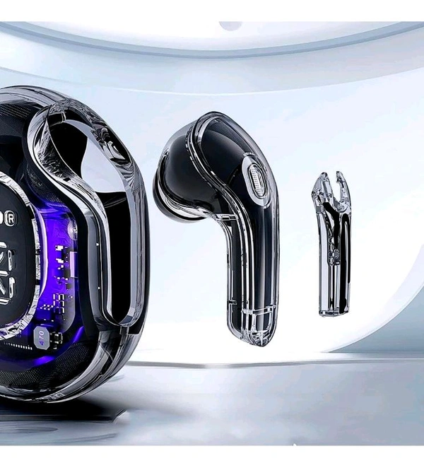 Bluetooth Headphones, Wireless Bluetooth 5.3 In-Ear with Microphones, 200mAh Battery, Transparent LED Display, ENC Noise Cancelling Earbuds, Earphones (1 Pc)