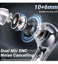 Bluetooth Headphones, Wireless Bluetooth 5.3 In-Ear with Microphones, 200mAh Battery, Transparent LED Display, ENC Noise Cancelling Earbuds, Earphones (1 Pc)