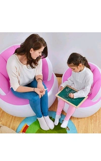 Kids inflatable sofa chair with backrest & Foot Air Pump with Hose (1 Set / 85x74 Cm Approx) - Wild Watermelon
