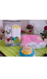 Kids inflatable sofa chair with backrest & Foot Air Pump with Hose (1 Set / 85x74 Cm Approx) - Wild Watermelon