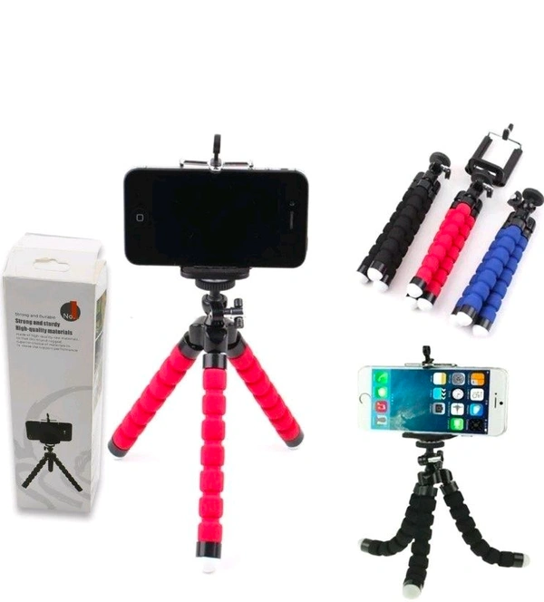 Portable Mini Octopus Tripod Stand with Phone Holder for Live Selfie, Mobile Phone Portable and Adjustable Stent - Mini