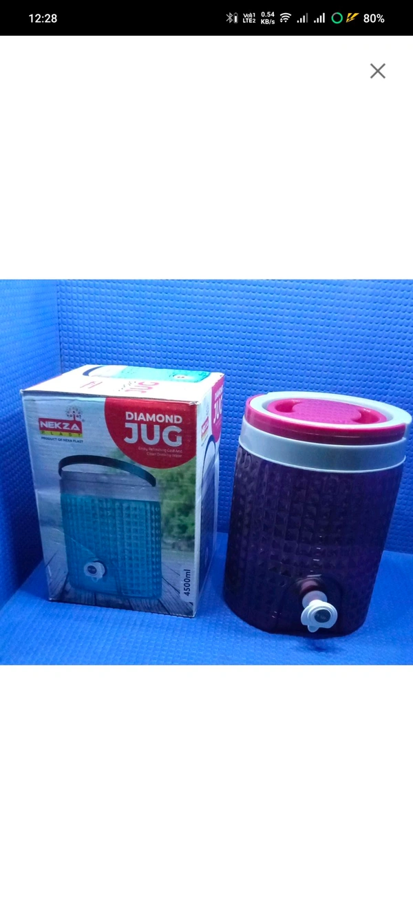 Nekza Diamond cut design plastic water jug to carrying water and other beverages. (4500Ml)