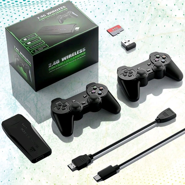 Ashwani Gallery Exclusive Wireless Controller Gamepad with 10,000+ Games, 4k Ultra HD Game Sticks Output, and 2.4GHz Wireless Controller Video Games with 64gb Memory Card (1 Set) - 4K