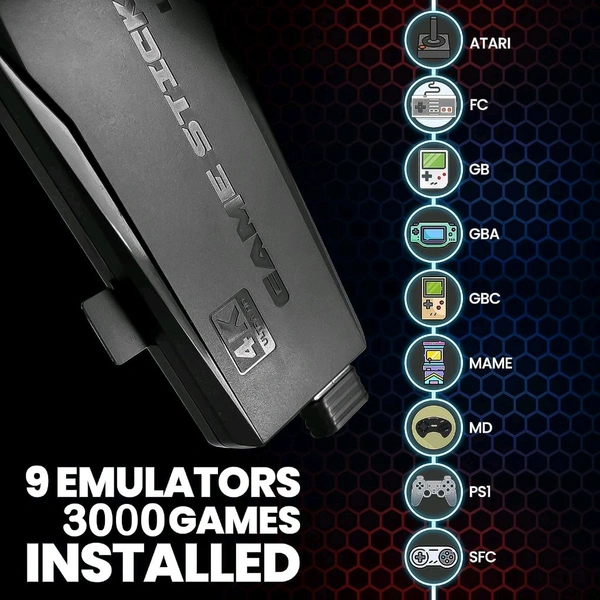 Ashwani Gallery Exclusive Wireless Controller Gamepad with 10,000+ Games, 4k Ultra HD Game Sticks Output, and 2.4GHz Wireless Controller Video Games with 64gb Memory Card (1 Set) - 4K