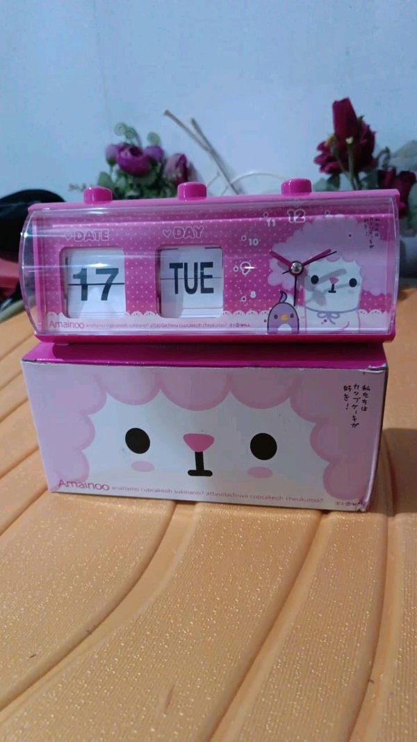 Elegant Desk Clock with Date & Day Display, Alarm System & Manual Date & Day (1 Pc)