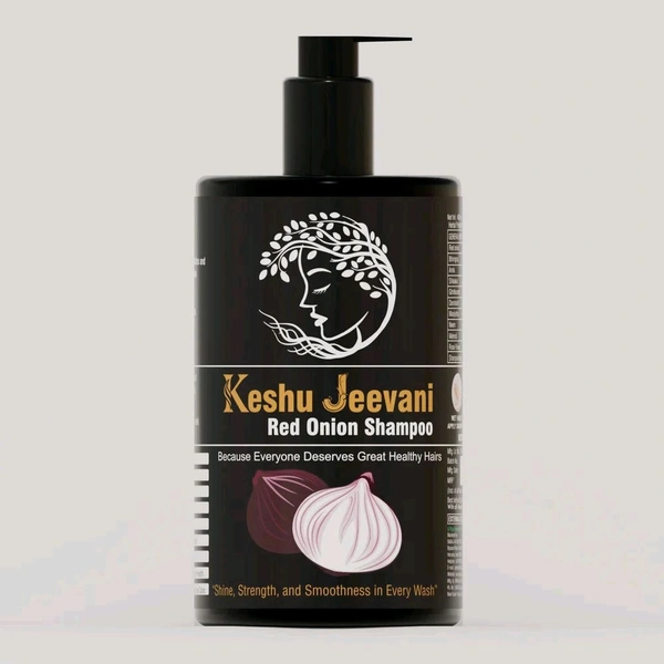Keshu Jeevani Red Onion Shampoo | Ayurvedic Hair Care for Growth and Shine - 400 ML.