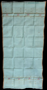 Reshmi Muga Light Blue Brown Border