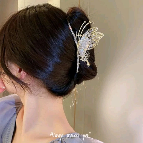 Butterfly metal hair claws clips women luxury large gold shark clips Butterfly Clip (Gold)