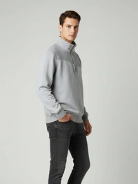 ZIP STONE SWEATSHIRT - M, GREY
