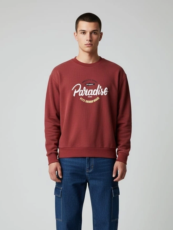 BURGUNDY CREWNECK SWEATSHIRT - L, MAROON