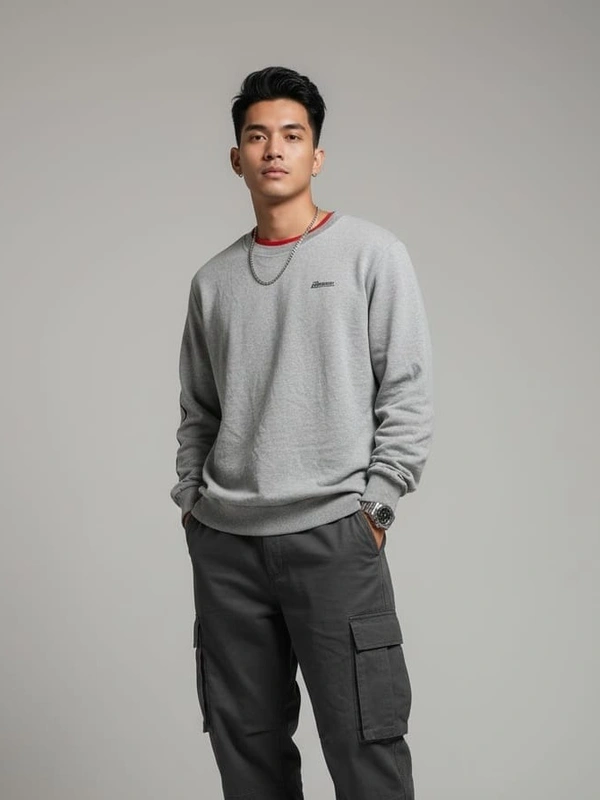 CASUAL SWEATSHIRT - L, GREY
