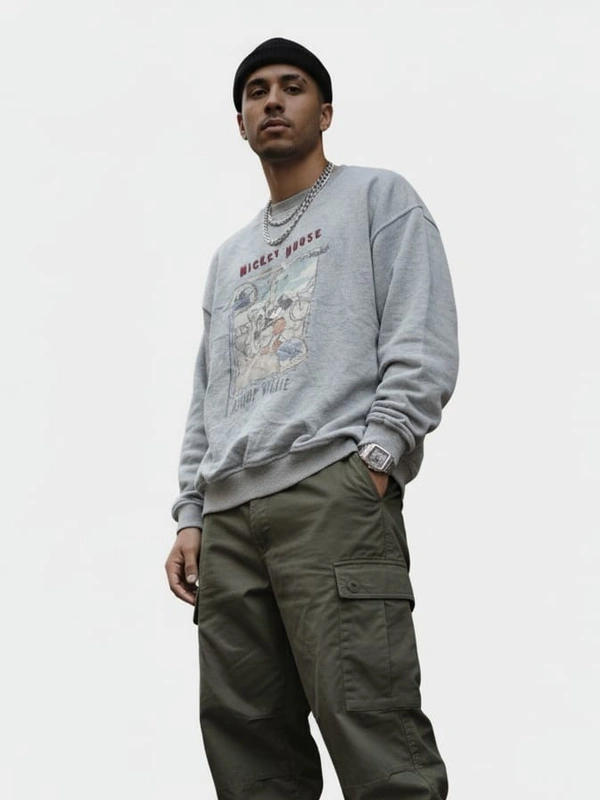 CASUAL SWEATSHIRT - 2XL, GREY