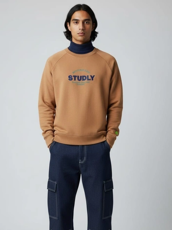 CREWNECK SWEATSHIRT - L, LIGHT BROWN