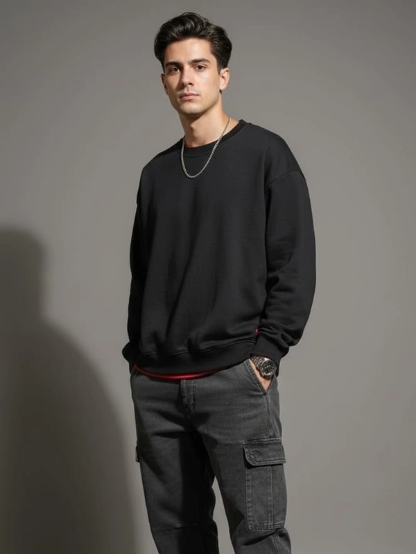 CASUAL SWEATSHIRT - 3XL, BLACK