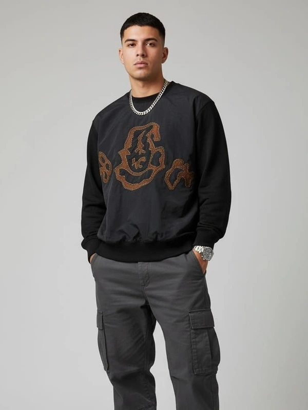 CASUAL SWEATSHIRT - 2XL, BLACK