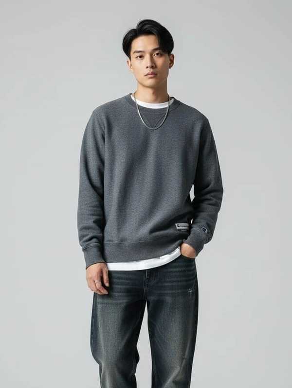 CLASSIC CREWNECK SWEATSHIRT - M, WASHED GREY
