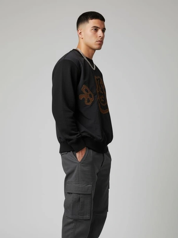 CASUAL SWEATSHIRT - 2XL, BLACK