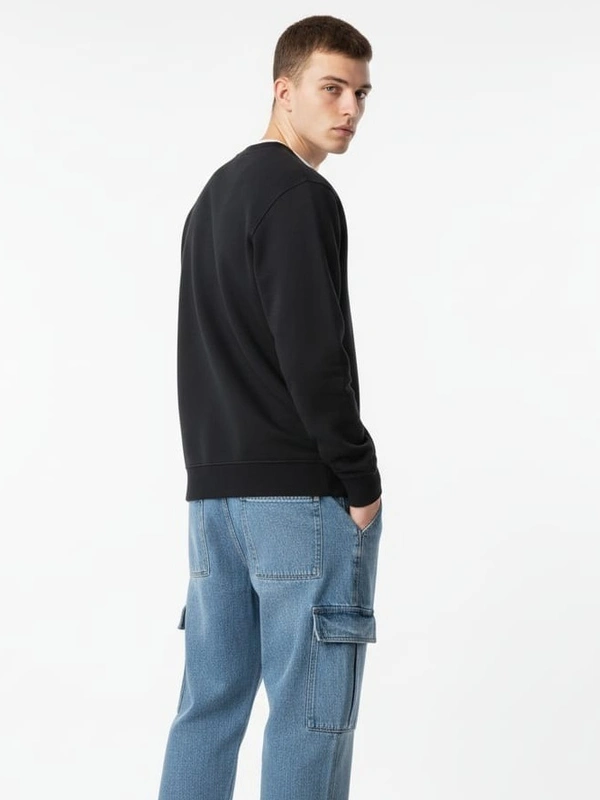 NIKE BLACK REGULAR SWEATSHIRT - M, BLACK