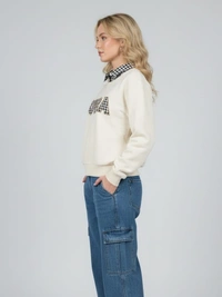 WOMENS GAMEDAY COUTURE4 CREAM SETON SWEATSHIRT - M, BODY COLOUR