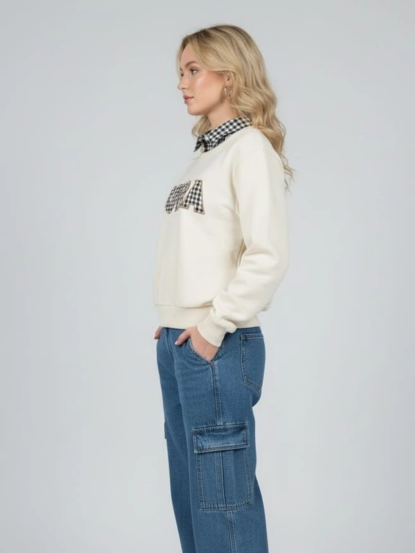 WOMENS GAMEDAY COUTURE4 CREAM SETON SWEATSHIRT - M, BODY COLOUR