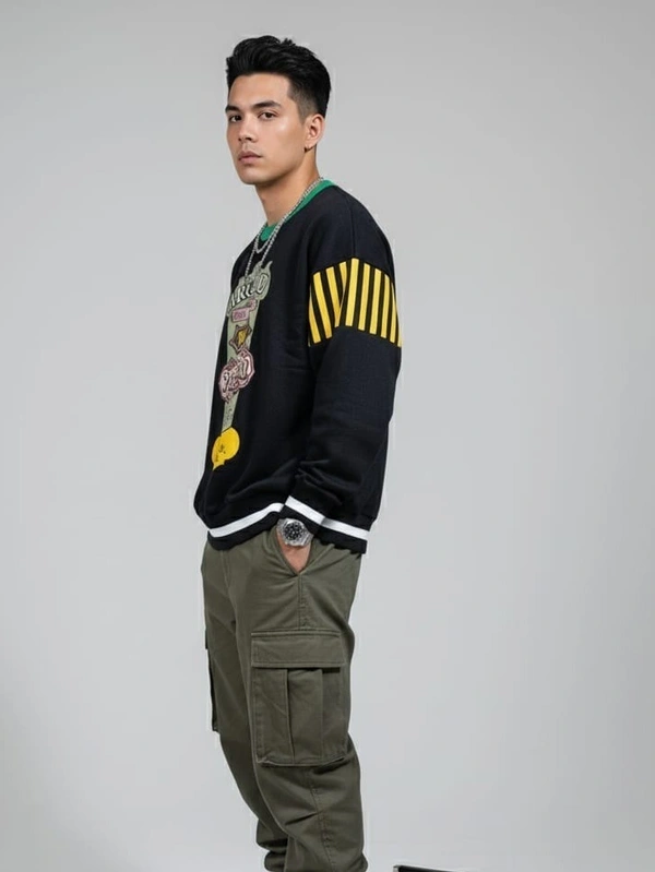 OVERSIZED CREWNECK SWEATSHIRT - 2XL, BLACK