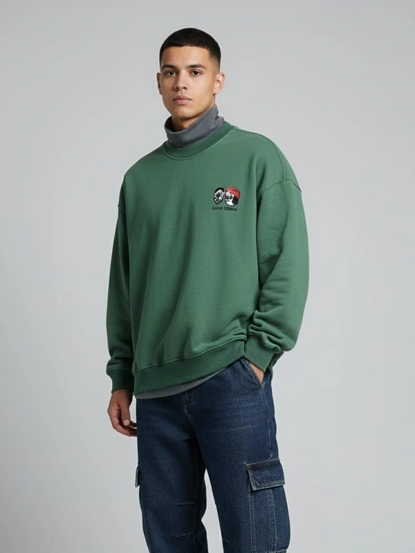 OVERSIZED CREWNECK SWEATSHIRT - XL, GREEN