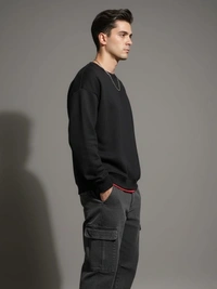 CASUAL SWEATSHIRT - 3XL, BLACK